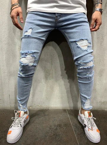 Pantalones Vaqueros de Corte Ajustado y Rasgados para Hombre